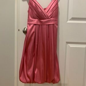 Pink bubble hem satin dress